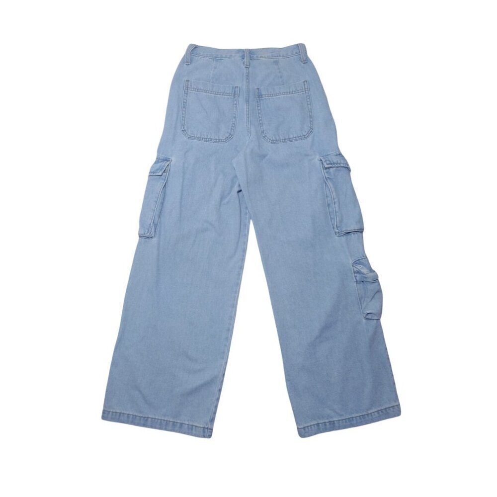 Universal Thread Light Blue Wide-Leg Cargo Jeans Womens 4R Cotton & Lyocell. - Picture 2 of 10